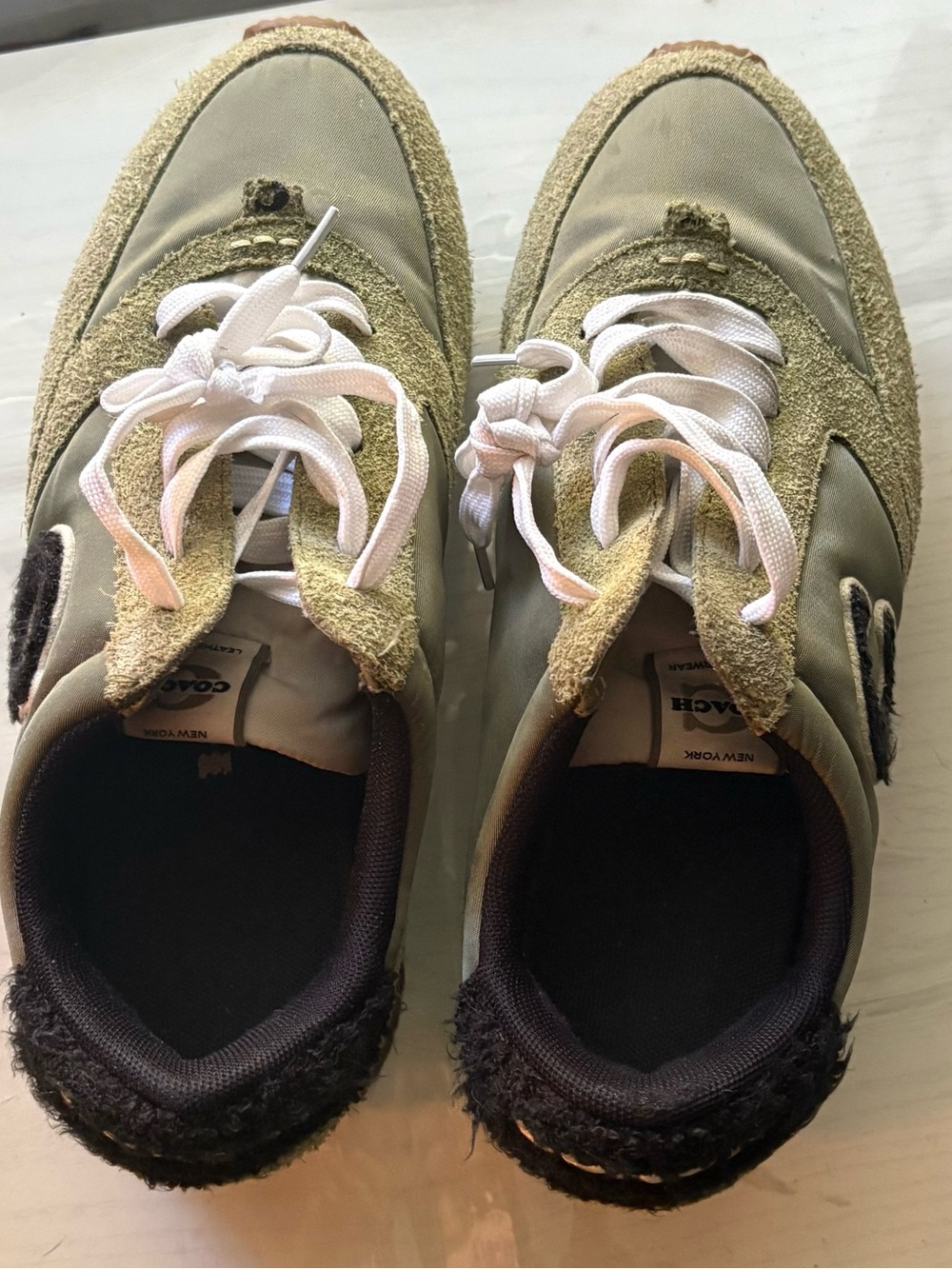 Coach Kids Olive-Tan Suede & Nylon Sneakers
